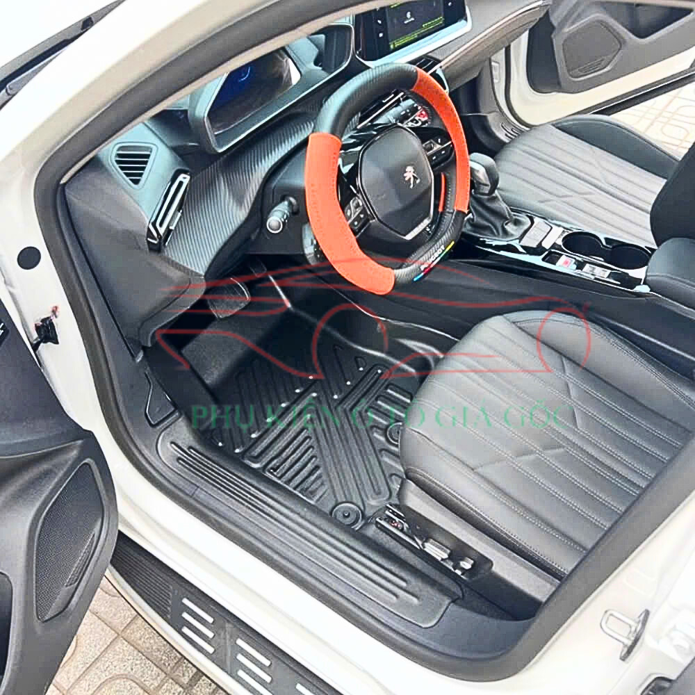 Thảm lót sàn ô tô Peugeot 2008 đời  2020-2024, Thảm nhựa TPE đúc 5D tràn viền bậc cửa - 1 bộ 3 tấm