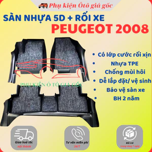 Thảm lót sàn ô tô Peugeot 2008 đời 2020-2024, Thảm nhựa TPE đúc 5D tràn viền bậc cửa - 1 bộ 3 tấm