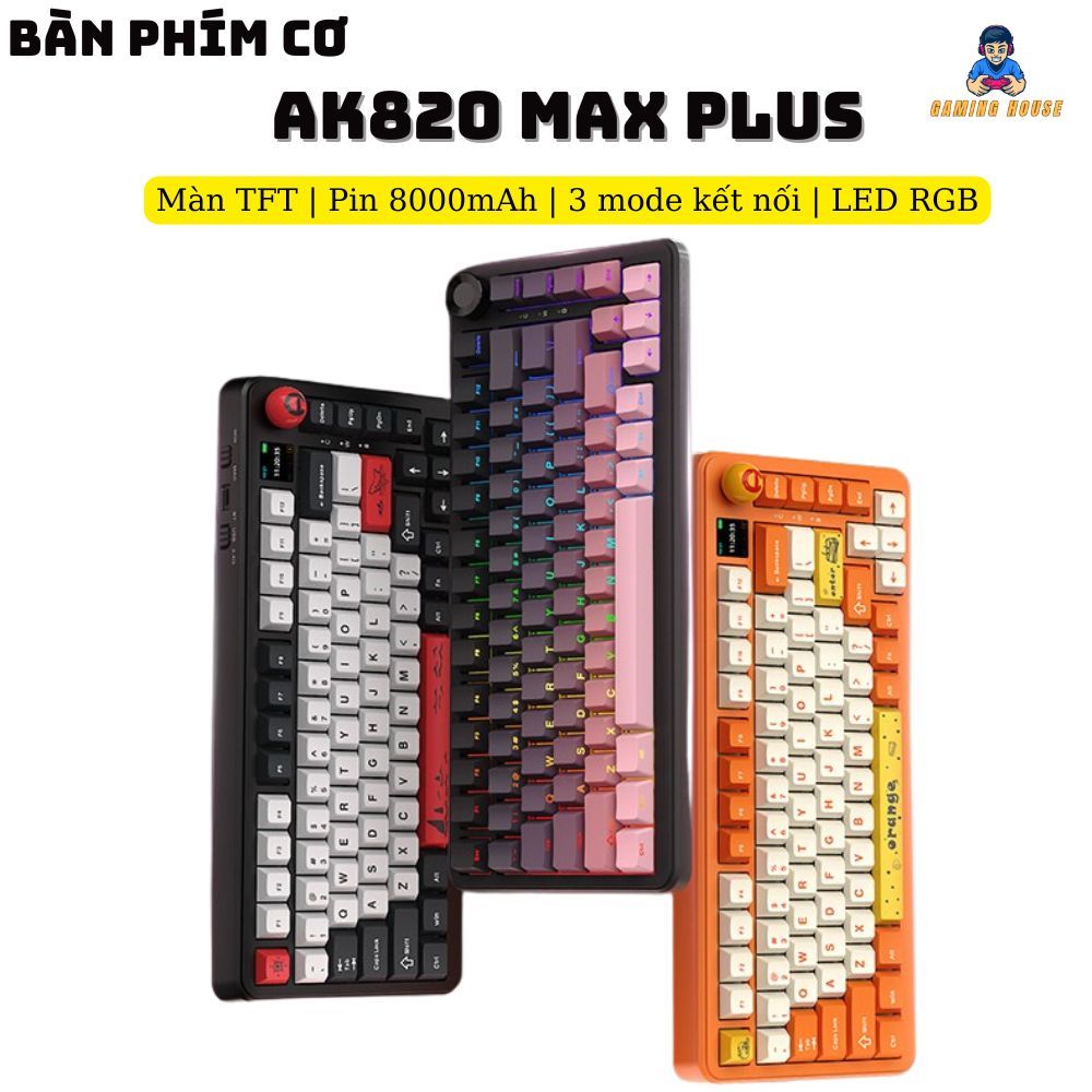 Bàn phím cơ không dây AJAZZ AK820 MAX PLUS - 3 mode kết nối - Led RGB - Màn hình TFT - Pin 8000mAh | BigBuy360 - bigbuy360.vn
