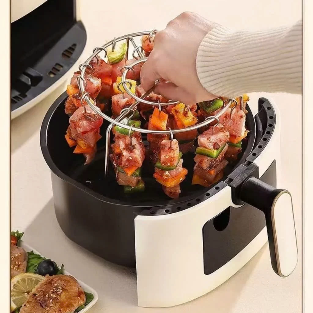 Xiên Nướng Thịt INOX Cho Nồi Chiên Không Dầu, Giá Nướng Thịt Chuyên Dụng, Vỉ Nướng Thịt, Giá Xiên Thịt Nướng BBQ