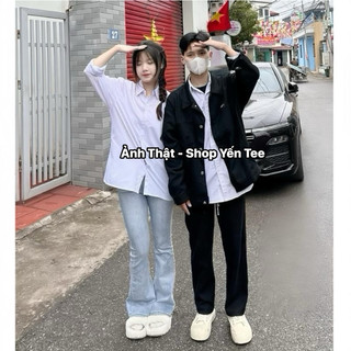 Quần jeans loe xanh ánh bạc nhẹ cạp cao 1 cúc Yến Tee , from loe nhẹ dễ mặc đi học #1024
