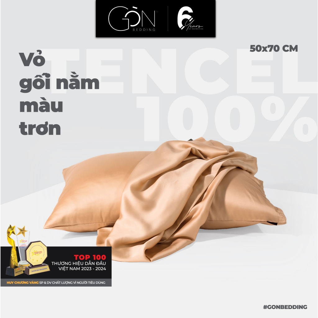 Ảnh 01 Vỏ Gối Nằm Gòn Bedding Lụa Tencel 60s Cao Cấp Màu Trơn 50x70 cm 1