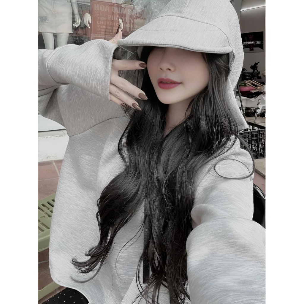 Áo nắng nữ cánh dơi áo chống nắng dáng ngắn croptop vải UMI hàn siêu mát có mũ rộng che kín của nhà XUZI