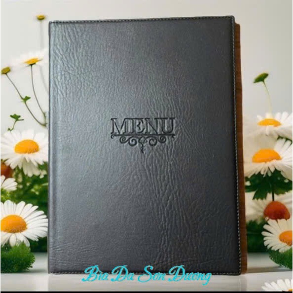 Bìa menu da cao cấp Pvc màu đen a4 loại 10 lá cho nhà hàng, khách sạn ...