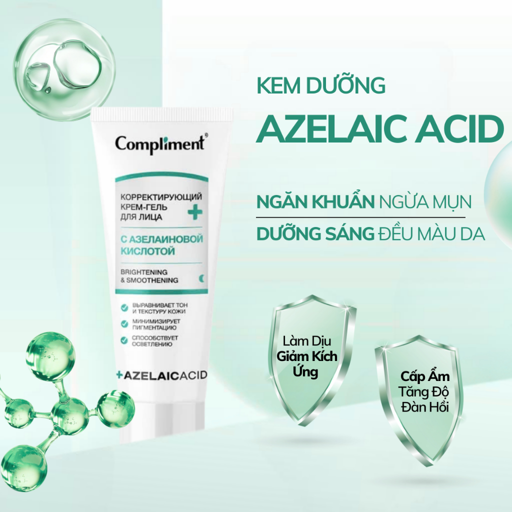 Ảnh Kem Dưỡng Azelaic Acid Compliment Giảm Dầu Mụn, Mờ Thâm, Sáng Da 35ml 3