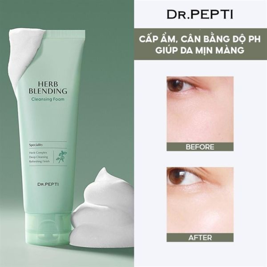 Ảnh SỮA RỬA MẶT DR.PEPTI BẠC HÀ TRÀ XANH HERB BLENDING CLEANSING FOAM 110ML 1