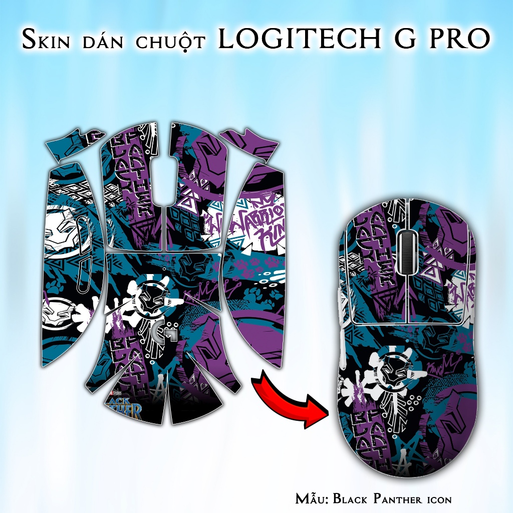 Skin dán chuột Logitech G Pro / Pro X Superlight mẫu Avenger, Black Matrix | Miếng dán Film 3M chống trượt