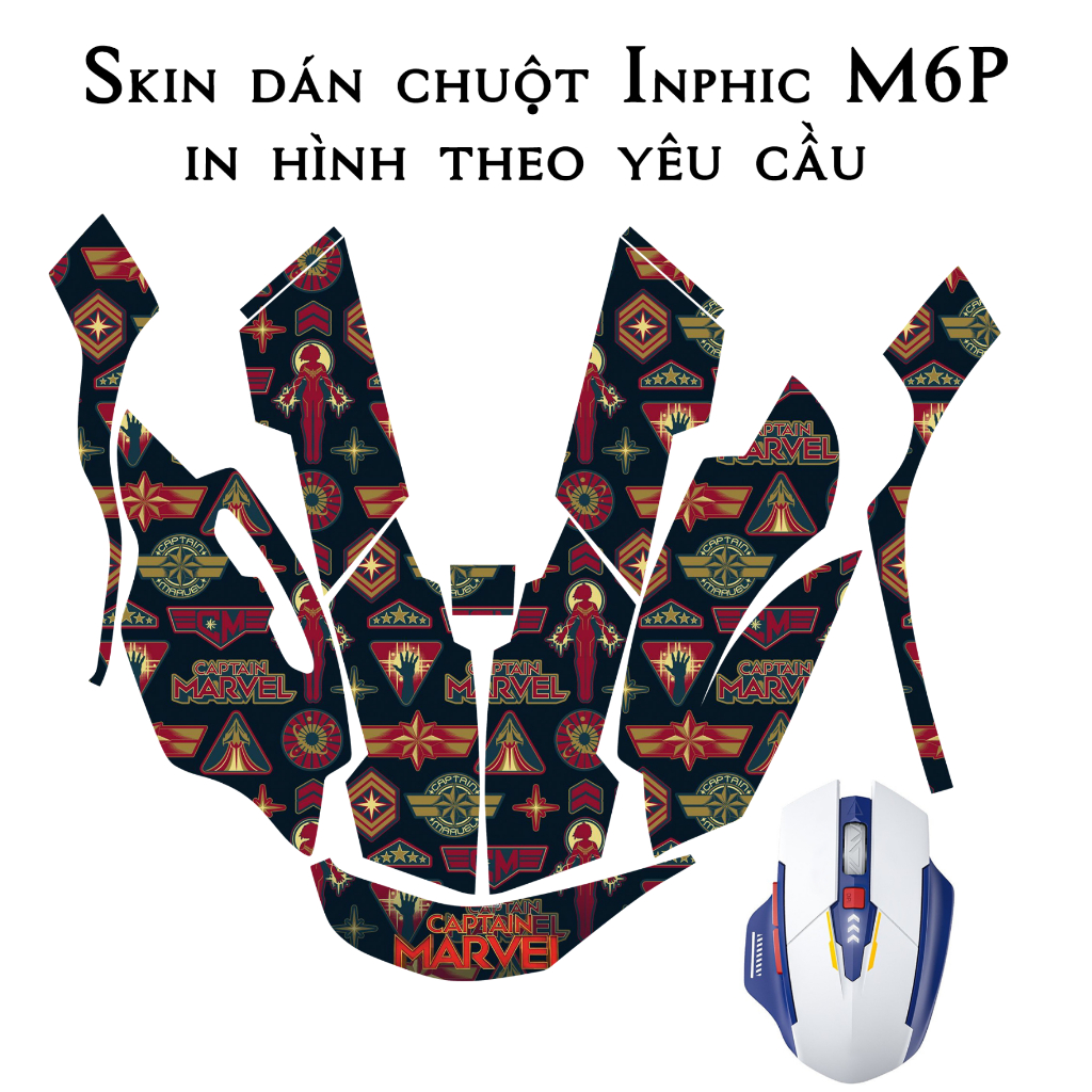 Skin dán chuột Inphic M6P in hình theo yêu cầu | Miếng dán Film 3M chống trượt