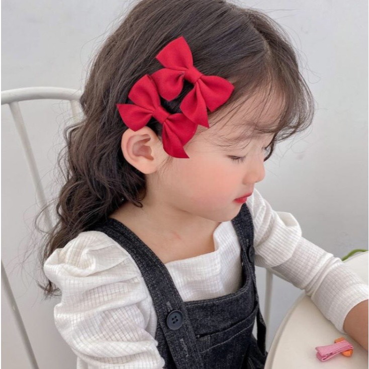 Set 2 Kẹp Tóc Nơ Phong Cách Công Chúa Cho Bé Gái, Phụ Kiện Cho Bé Dễ Thương