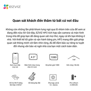 Mắt thần EZVIZ HP2 2MP Không Dây, Kết Nối Wifi - Bảo hành 24 tháng