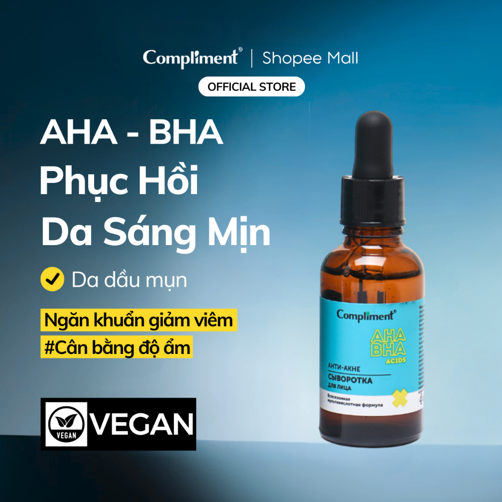 Ảnh Serum Dưỡng Da Compliment AHA BHA PHA Acids And Tea Tree Se Khít Lỗ Chân Lông Giảm Mụn Kiềm Dầu 27ml 1