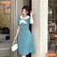 Đầm thiết kế BEMINE cổ trụ phối nơ lá dáng chữ A phù hợp đi làm-MT10079
