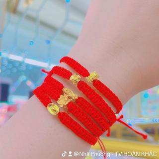 Phụ Kiện Vòng Đeo Tay Tỳ Hưu Chỉ Đỏ 24 Hoàn Khắc