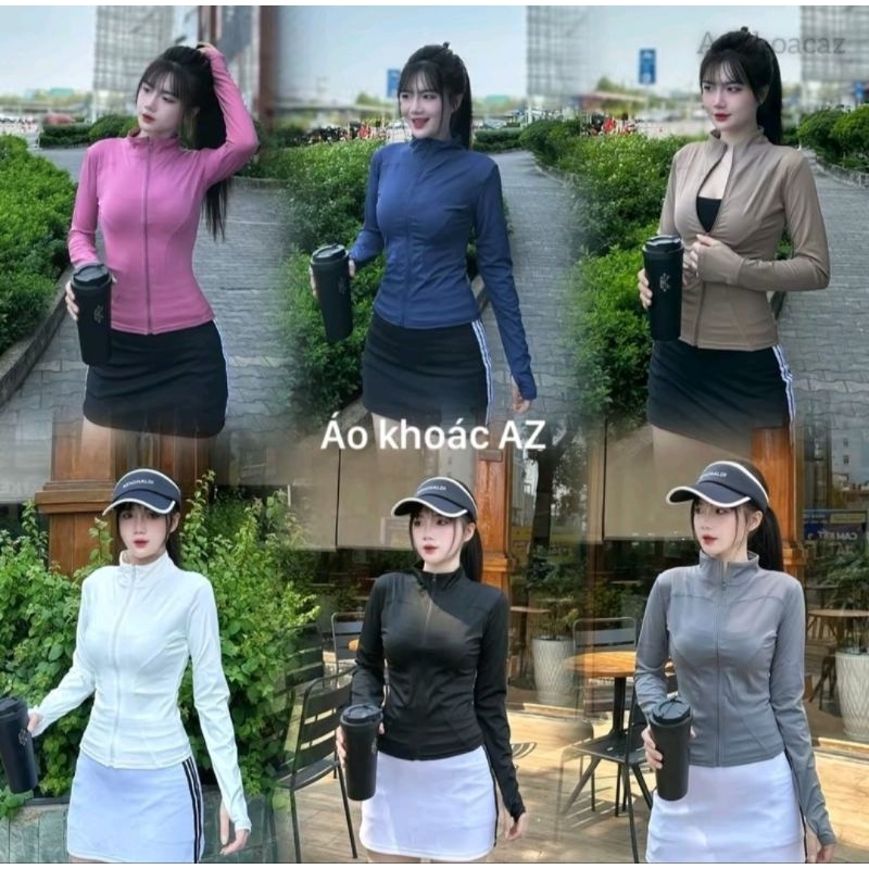 Áo khoác nữ ôm body tập gym, yoga co dãn thấm hút mồ hôi chống tia UV tôn dáng QC loại 1