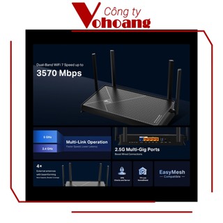 Router Wifi 7 TP-Link Archer BE230 Băng Tần Kép Chuẩn BE3600 WAN 2.5Gbps Vùng Phủ Rộng, Kháng Nhiễu, Tốc Độ Cực Cao