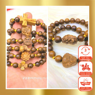 Vòng Tay Trầm Hương Phối Bi V24k Hoàn Khắc (Nam + Nữ) - Phụ Kiện Hoa