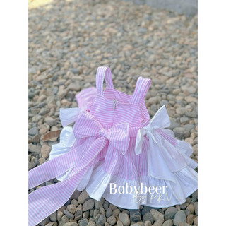 VÁY SỌC HỒNG NƠ CUTE- độc quyền babybeer- chính chủ