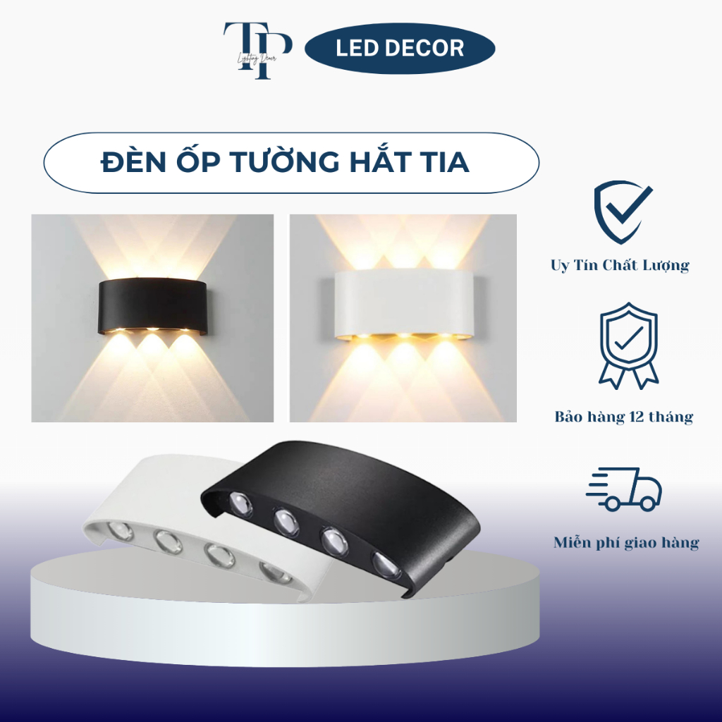 Đèn LED Hắt Tường 2 Đầu 6 Tia 8 Tia Ánh Sáng Treo Tường Ngoài Trời Trang Trí Cầu Thang Ban Công TPLED