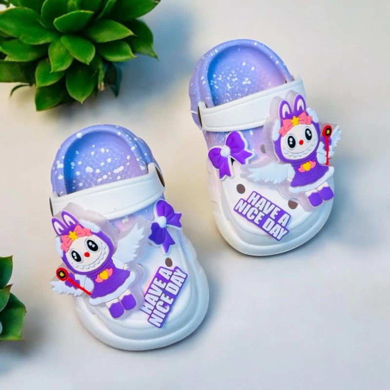 (CÓ ĐÈN) Dép Sục có quai sau LABUBU hoạt hình galaxy cho bé gái siêu dễ thương nhẹ mềm êm chân