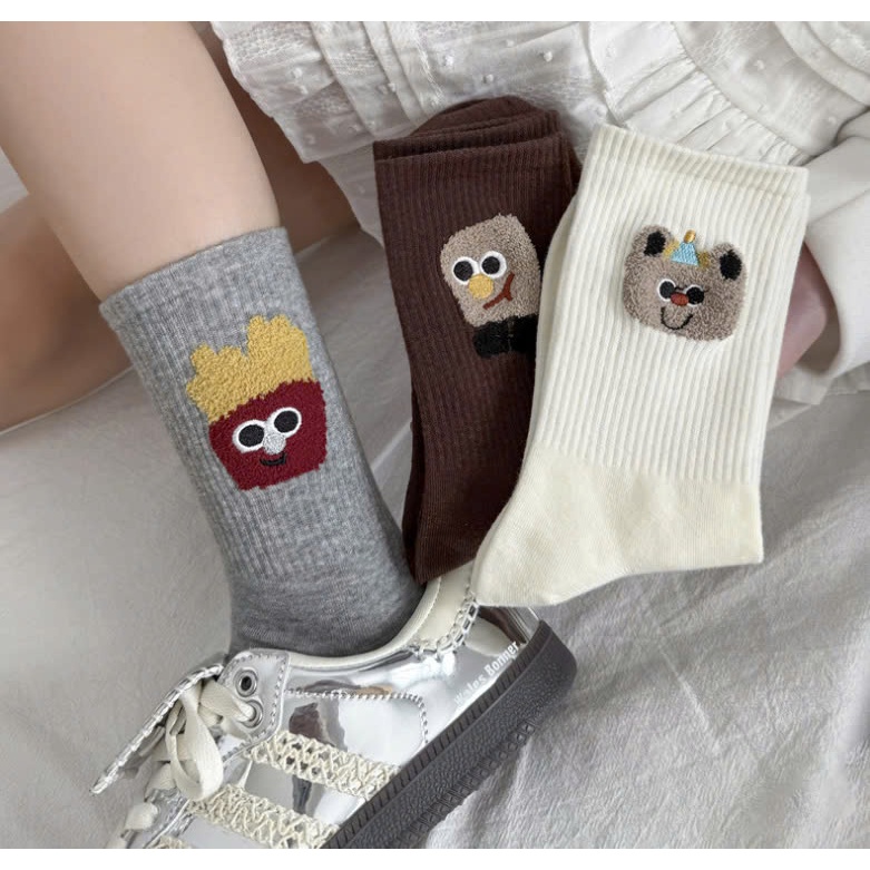 Vớ Tất Unisex icon mặt thú cổ cao 4 màu phong cách thể thao, năng động.