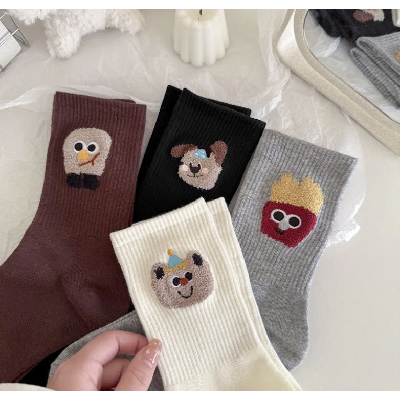 Vớ Tất Unisex icon mặt thú cổ cao 4 màu phong cách thể thao, năng động.
