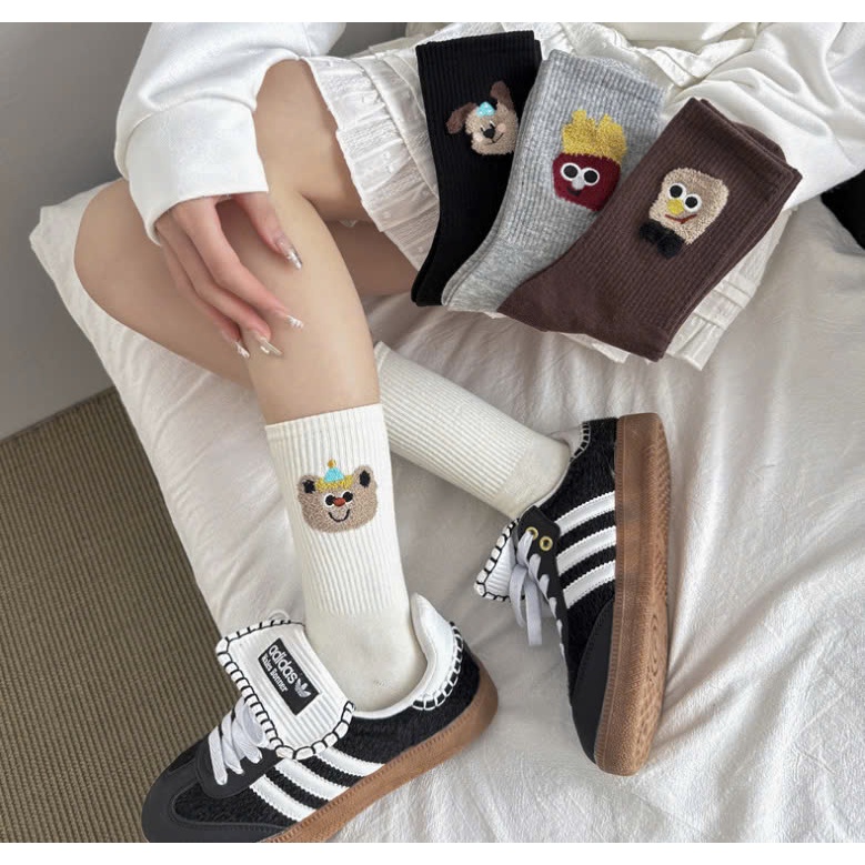 Vớ Tất Unisex icon mặt thú cổ cao 4 màu phong cách thể thao, năng động.