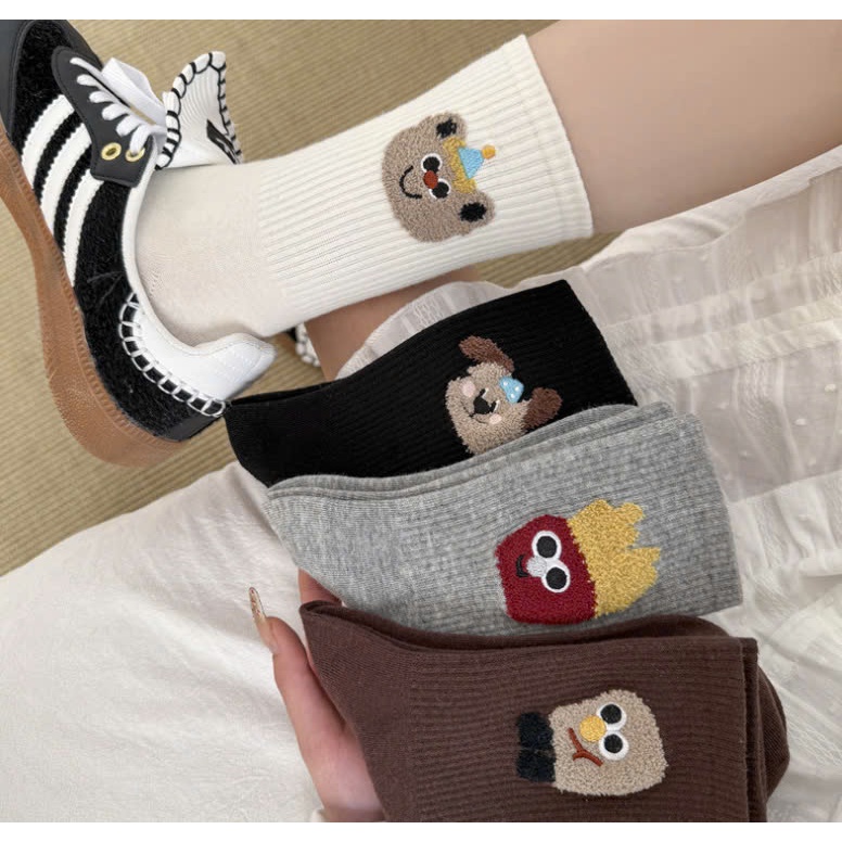 Vớ Tất Unisex icon mặt thú cổ cao 4 màu phong cách thể thao, năng động.