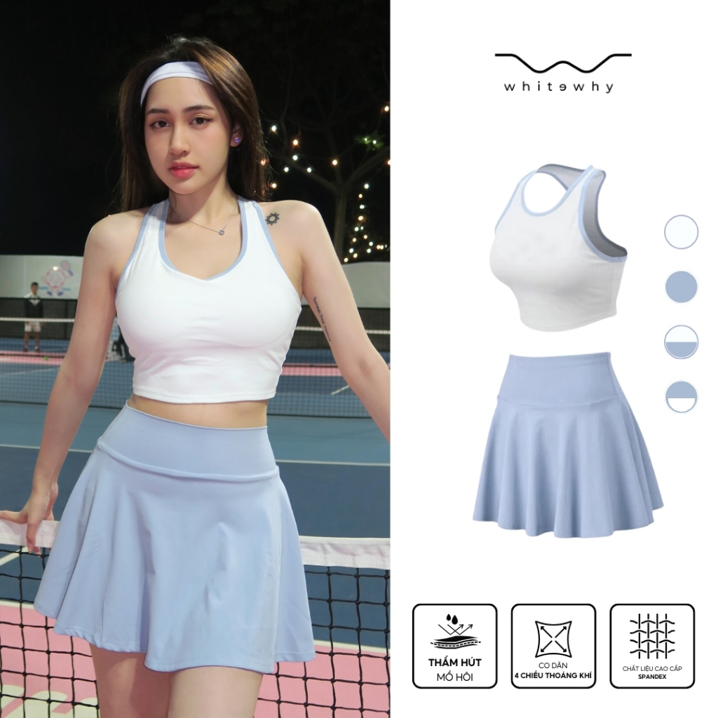 Set váy thể thao nữ Whitewhy NariSet chân váy xòe 2 lớp kèm quần bảo hộ ...