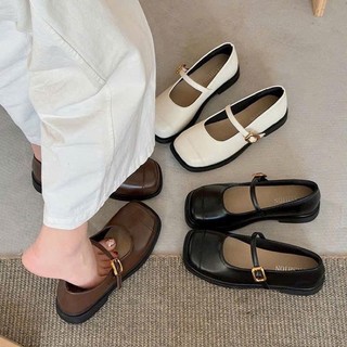 Giày búp bê nữ đế bệt mũi vuông chất da mềm êm chân , đi học đi chơi thoải mái Linhl Shop mã 14
