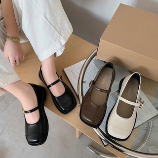 Giày búp bê nữ đế bệt mũi vuông chất da mềm êm chân , đi học đi chơi thoải mái Linhl Shop mã 14