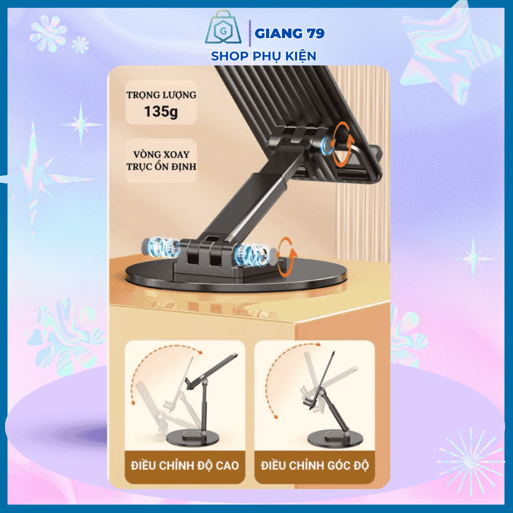 Giá Đỡ Điện Thoại K39C, Xoay 360 độ, Đế Kim Loại, Dùng Cho Các Loại Điện Thoại, Tiện Dụng