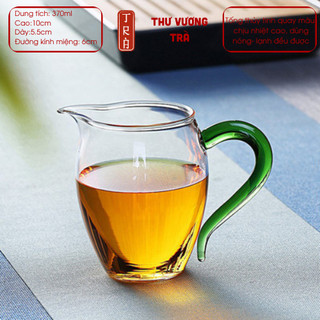 Tống thủy tinh miệng tròn quay màu dung tích 300ml, dùng pha các loại trà chịu nhiệt nóng-lạnh
