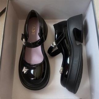 Giày búp bê nữ đế cao da bóng đính nơ bướm sang chảnh phong cách HQ Linhl Shop mã 07