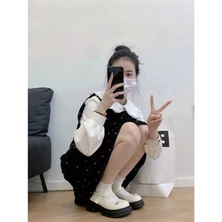 Giày búp bê nữ đế cao da bóng đính nơ bướm sang chảnh phong cách HQ Linhl Shop mã 07