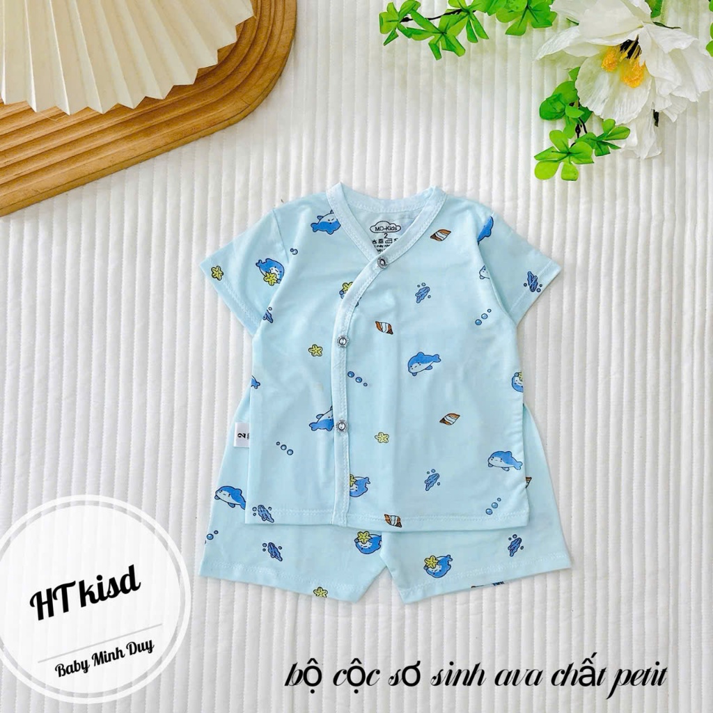 Bộ quần áo CỘC TAY CÀI CHÉO chất thun lạnh NHIỀU MÀU đáng yêu cho bé trai bé gái 3-9kg mesocshop