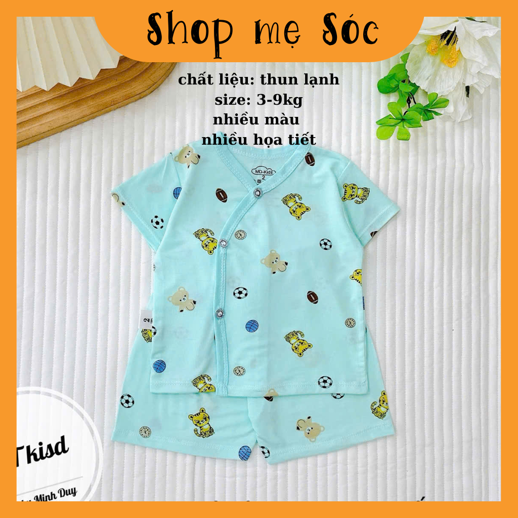 Bộ quần áo CỘC TAY CÀI CHÉO chất thun lạnh NHIỀU MÀU đáng yêu cho bé trai bé gái 3-9kg mesocshop