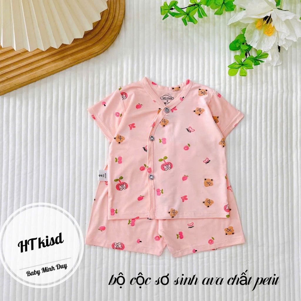 Bộ quần áo CỘC TAY CÀI CHÉO chất thun lạnh NHIỀU MÀU đáng yêu cho bé trai bé gái 3-9kg mesocshop