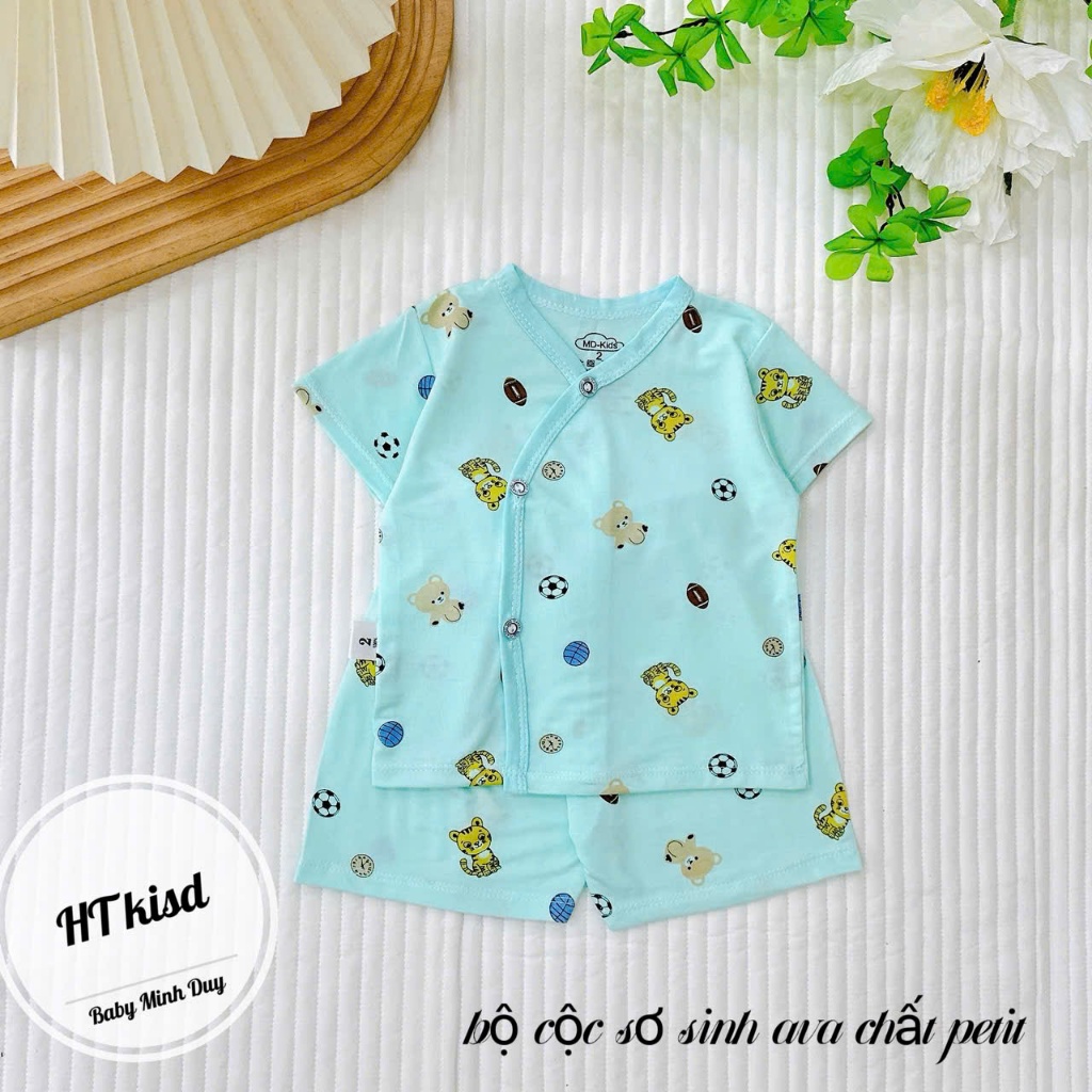 Bộ quần áo CỘC TAY CÀI CHÉO chất thun lạnh NHIỀU MÀU đáng yêu cho bé trai bé gái 3-9kg mesocshop