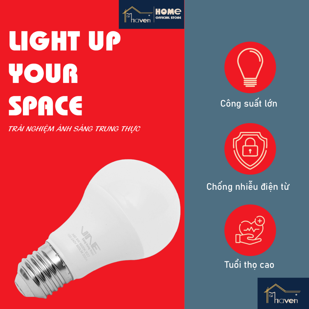 Bóng Đèn Led Bulb VNE Đế Nhựa 3W, 9W, 12W, 15W - Ánh sáng trắng 6500K ...