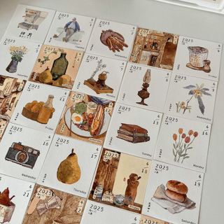 Set thẻ lịch 2025 phong cách vintage Artstudio