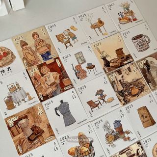 Set thẻ lịch 2025 phong cách vintage Artstudio