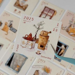 Set thẻ lịch 2025 phong cách vintage Artstudio
