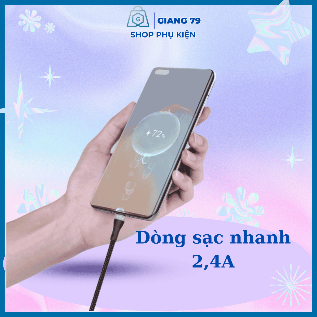 Cáp Sạc Bọc Dù VVZ-L15, Sạc Nhanh/ Truyền Dữ Liệu Nhanh