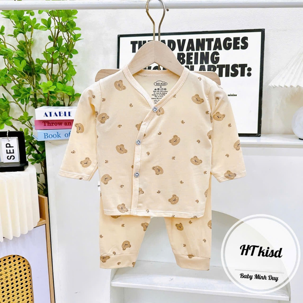 Bộ quần áo DÀI TAY CÀI CÚC thun lạnh NHIỀU MÀU đáng yêu cho bé trai bé gái 3-9kg mesocshop