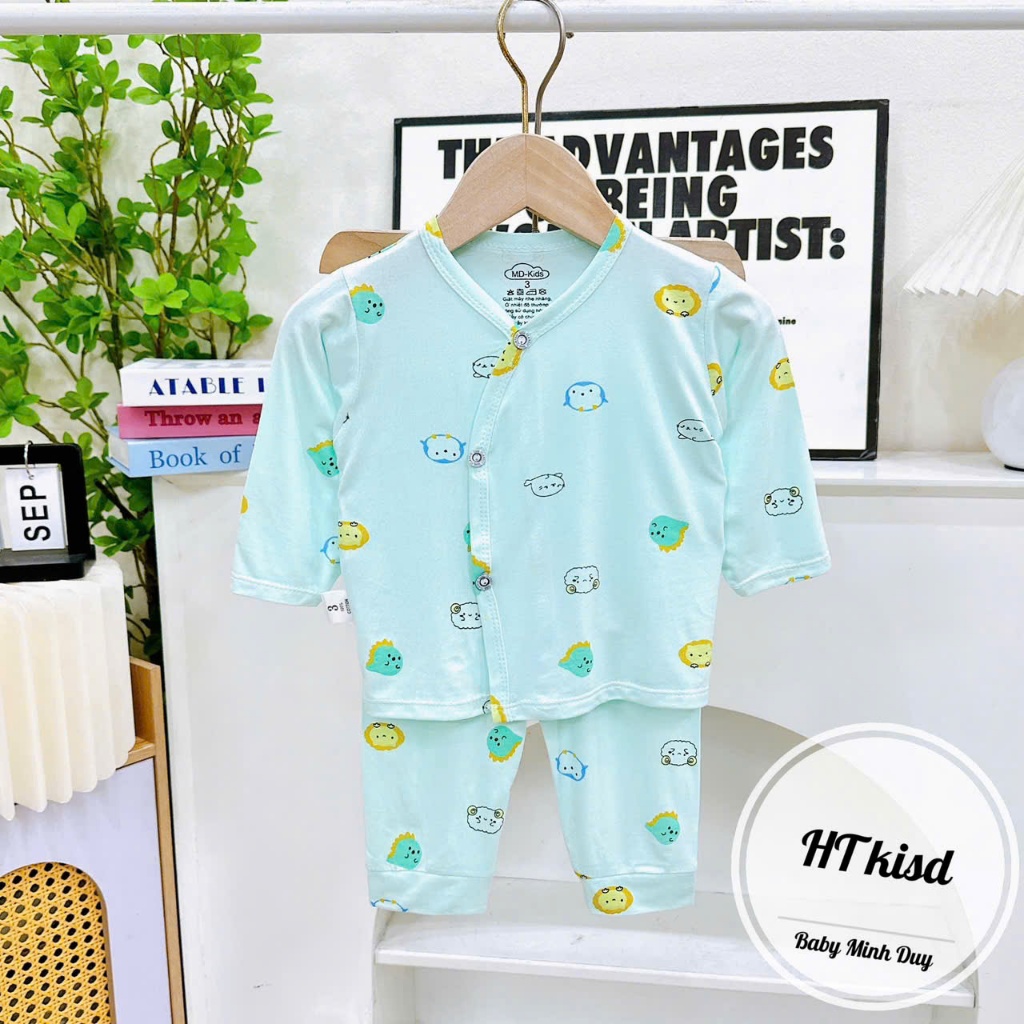 Bộ quần áo DÀI TAY CÀI CÚC thun lạnh NHIỀU MÀU đáng yêu cho bé trai bé gái 3-9kg mesocshop
