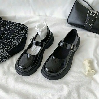Giày búp bê tăng chiều cao Mary Jane đế 5cm chất da bóng mền khuy cài ôm chân Linhl Shop mã 06