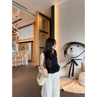 Anne top - áo linen cộc tay phối bèo Ma Vie
