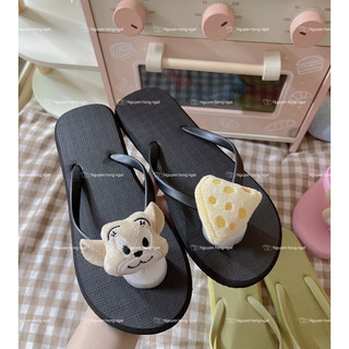 Dép tông xỏ ngón quai đục NGATODER gắn chuột phomat cute hột me cho mùa hè