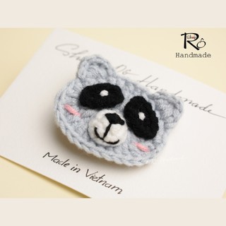 Kẹp tóc gấu mèo Raccoon 5.5cm và bàn chân 3.5cm cho nữ và bé gái siêu cute |Shop Rô Handmade