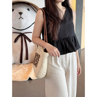 Anne top - áo linen cộc tay phối bèo Ma Vie